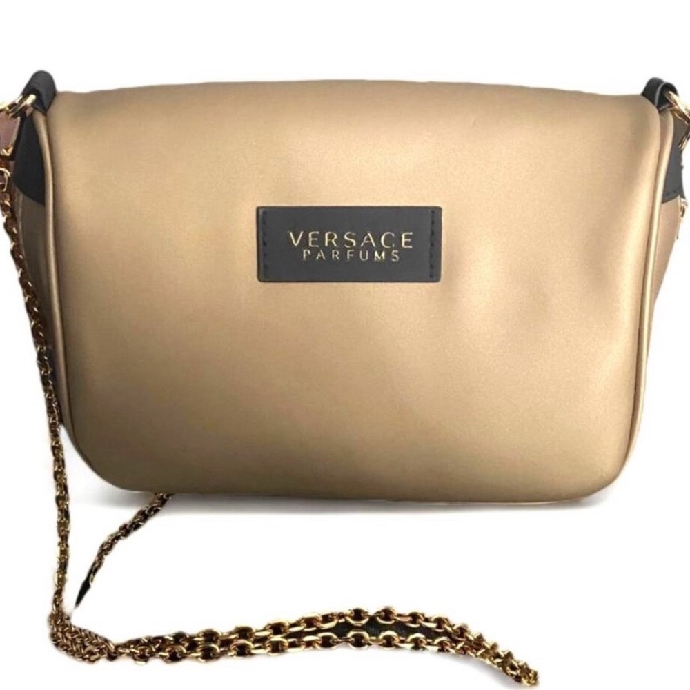Versace Gold -punch Clutch/Crossbody Bag with Chain Strap